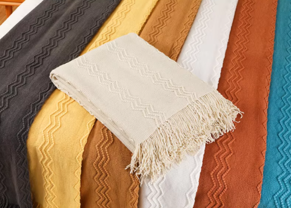 BLANKET  BL108 High Quality Soft Warm Sofa Home Decor Plaid Thread Modern Design Texture Tassels Acrylic Throw Knitted Blanket for Adults